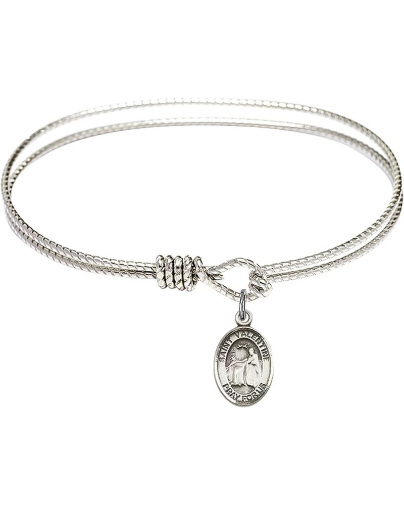 Oval Eye Hook Bangle Bracelet w/St. Valentine of Rome in Sterling Silver 6.25 Inches $27.19 Bracelets