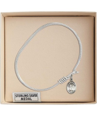 Oval Eye Hook Bangle Bracelet w/St. Valentine of Rome in Sterling Silver 6.25 Inches $27.19 Bracelets