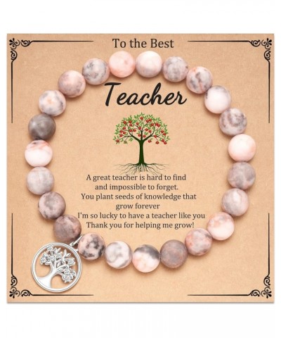 Teacher Appreciation Gifts, Teacher Gifts for Women with Gift Message Card, Natural Stone Beads Musical Note/Tree Charm Brace...