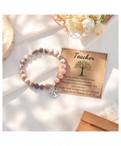 Teacher Appreciation Gifts, Teacher Gifts for Women with Gift Message Card, Natural Stone Beads Musical Note/Tree Charm Brace...