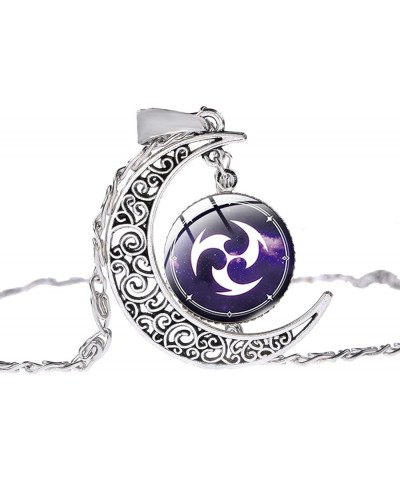 Moon Pendant Genshin Impact Glass Dome Crescent Pendant for Boys Men Girls Women thunder $7.55 Necklaces