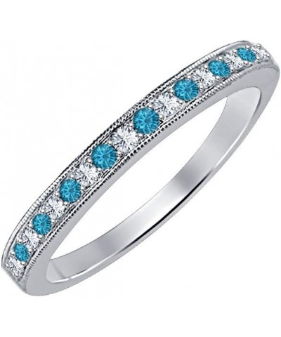 Round Cut Gemstone Over Sterling Silver Wedding Band Ring For Women's created-swiss blue topaz & white diamond $24.15 Bracelets