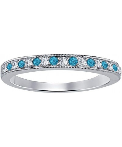 Round Cut Gemstone Over Sterling Silver Wedding Band Ring For Women's created-swiss blue topaz & white diamond $24.15 Bracelets