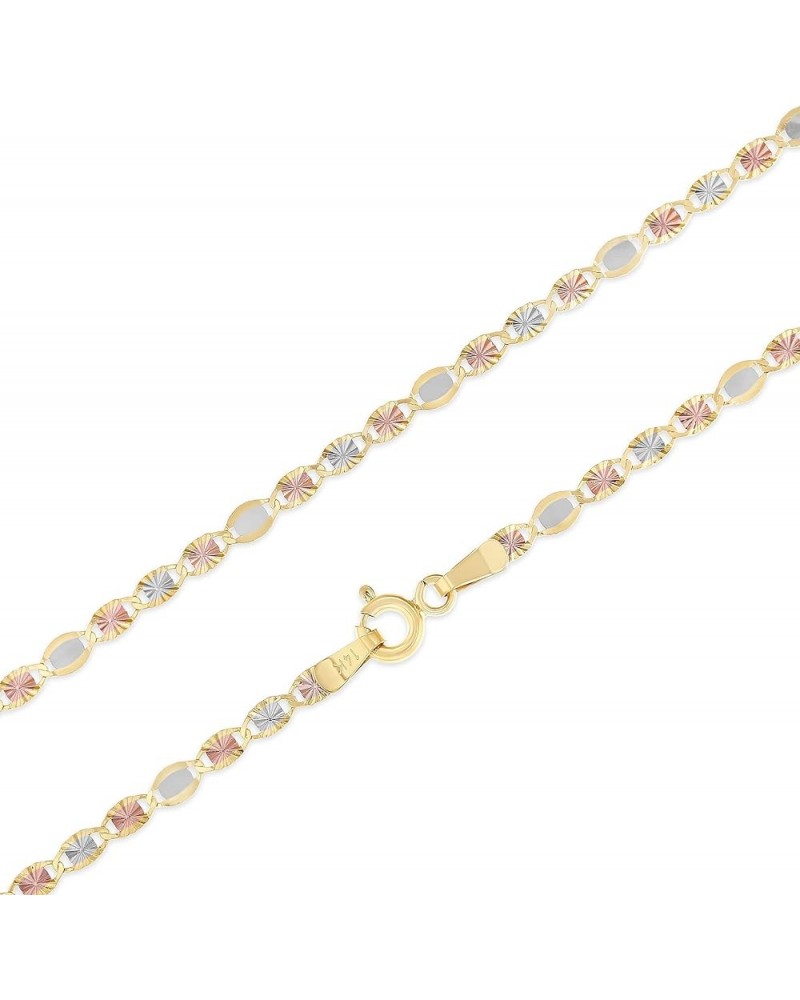 14K Yellow Solid Gold 3mm Flat Valentino Star Diamond Cut Chain Necklace with Spring Ring Clasp 22.0 Inches $101.40 Necklaces