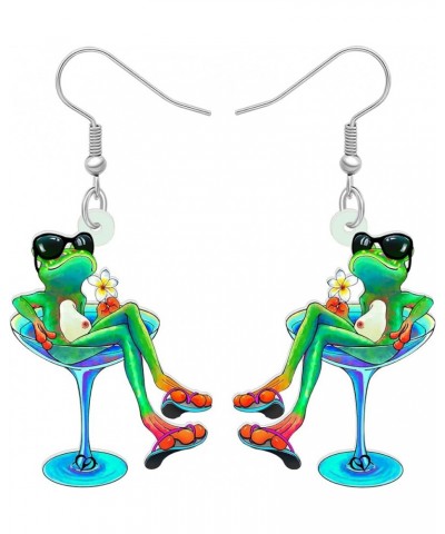 Cute Acrylic Anime Cowboy Hawaii Frog Earrings Dangle Drop Animals Jewelry Gifts for Women Girls Kids Charms Party Favors Haw...