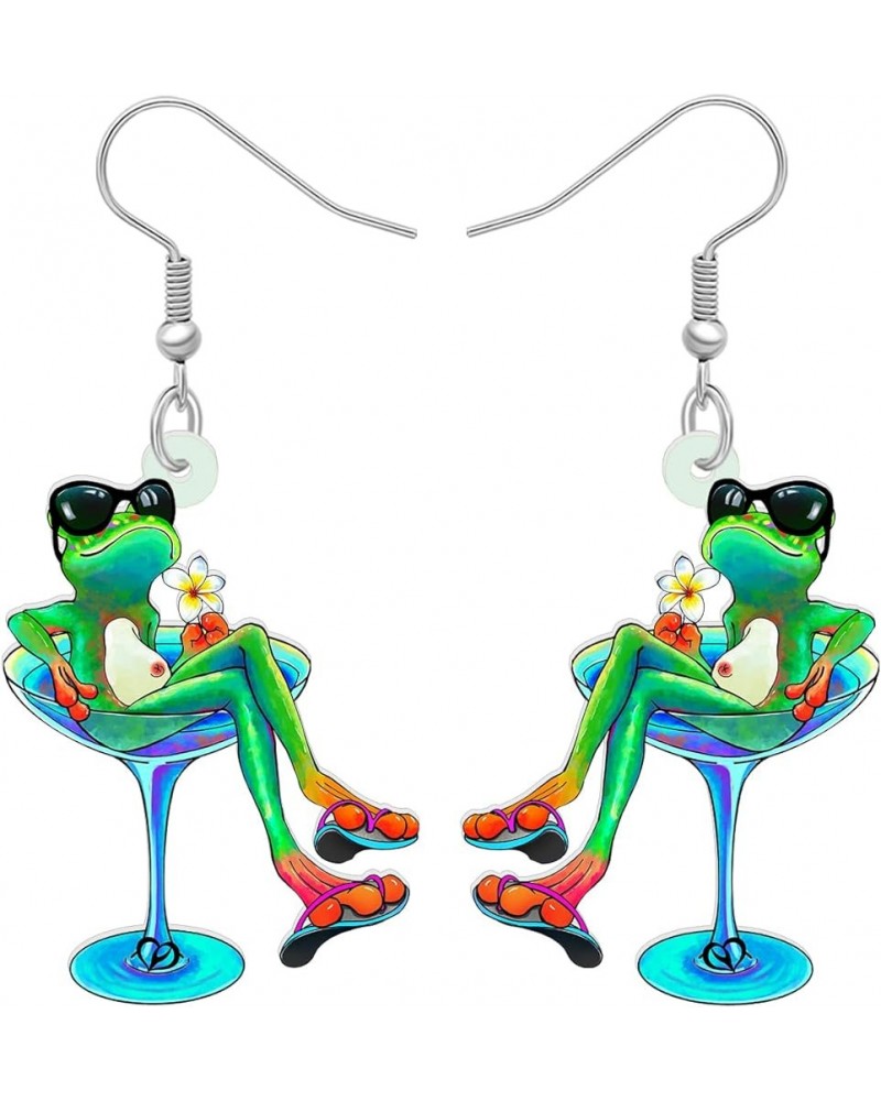 Cute Acrylic Anime Cowboy Hawaii Frog Earrings Dangle Drop Animals Jewelry Gifts for Women Girls Kids Charms Party Favors Haw...