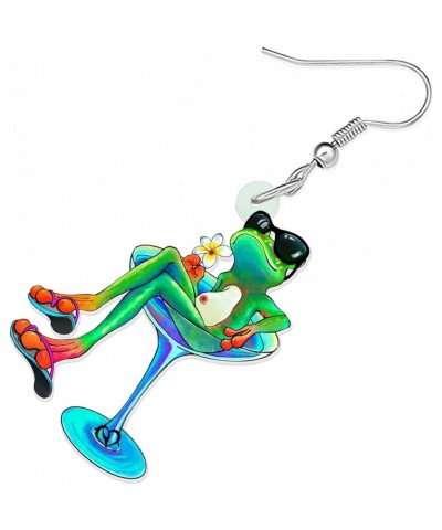 Cute Acrylic Anime Cowboy Hawaii Frog Earrings Dangle Drop Animals Jewelry Gifts for Women Girls Kids Charms Party Favors Haw...