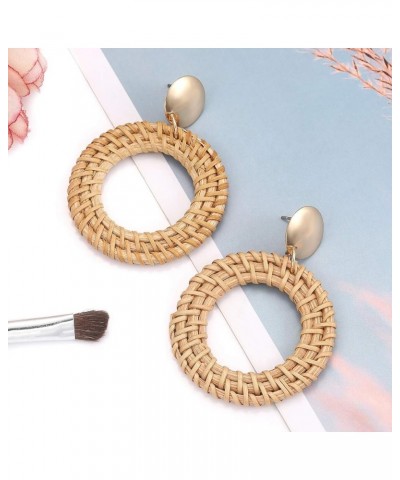 Statement Hoop Earrings for Women Rattan Earrings Straw Earrings Woven Dangle Drop Earrings Rattan Dangle Earrings $8.37 Earr...