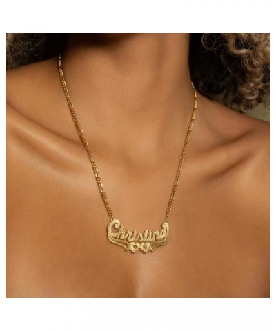 Custom Name Necklace Personalized 18K Gold Plated Nameplate Necklace with Heart Crown Unisex Customized Jewelry Gifts for Wom...