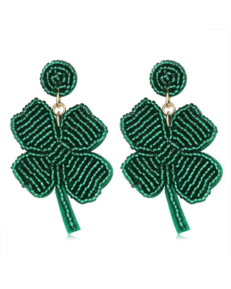 St Patrick's Day Earrings Green Leprechaun Beaded Pom Pom Fashion Earrings Lucky Irish Drop Dangle Earrings Party Costume Acc...