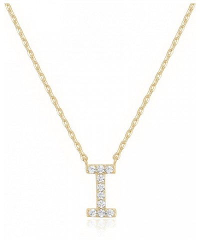 14K White Gold Plated Cubic Zirconia Initial Necklace | Letter Dainty Necklaces for Women I Yellow Gold $10.04 Necklaces