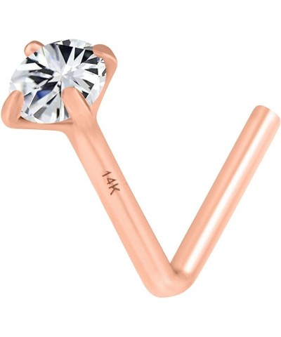 14K Solid Rose Gold, 20 GA, L Shape Diamond Nose Stud, Micro Nose, Nose Stud, Body Jewelry Rose Gold 3.50 ml Cubic Zircon $71...