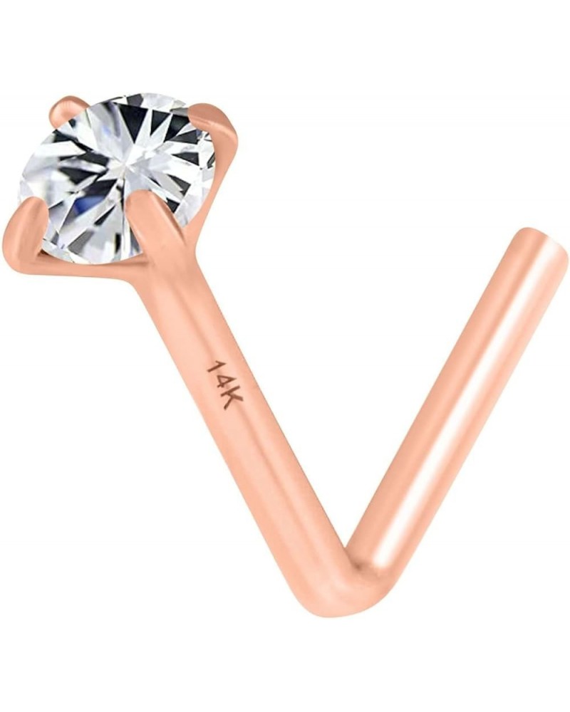 14K Solid Rose Gold, 20 GA, L Shape Diamond Nose Stud, Micro Nose, Nose Stud, Body Jewelry Rose Gold 3.50 ml Cubic Zircon $71...