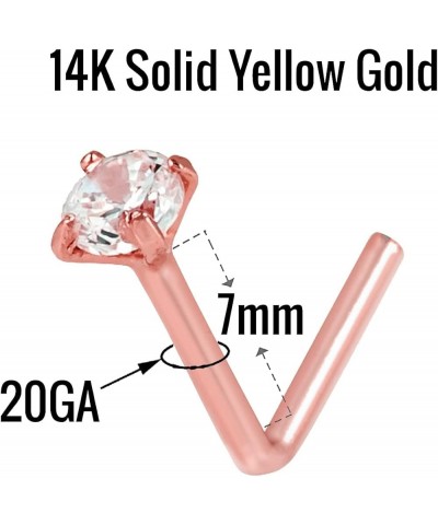 14K Solid Rose Gold, 20 GA, L Shape Diamond Nose Stud, Micro Nose, Nose Stud, Body Jewelry Rose Gold 3.50 ml Cubic Zircon $71...