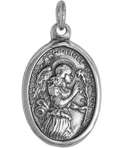 Sterling Silver St Gabriel Medal Necklace Oxidized finish Oval 1.8mm Chain 18-inch $15.48 Pendants