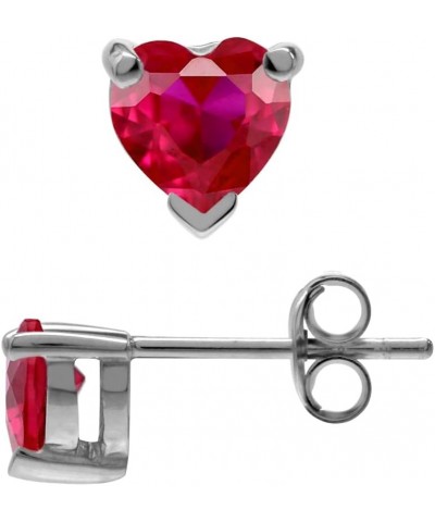 Petite 5mm Heart Shape 925 Sterling Silver Stud Earrings created red ruby $10.00 Earrings