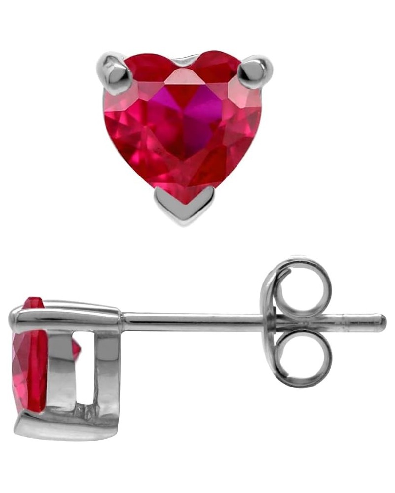 Petite 5mm Heart Shape 925 Sterling Silver Stud Earrings created red ruby $10.00 Earrings