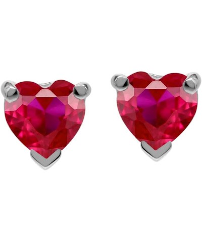 Petite 5mm Heart Shape 925 Sterling Silver Stud Earrings created red ruby $10.00 Earrings