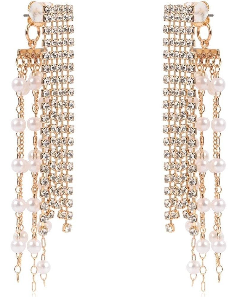 Sparkly Rhinestone Chandelier Drop Statement Earrings - Bridal Wedding Crystal Cubic Dangles Cascade Fringe Tassel, Waterfall...