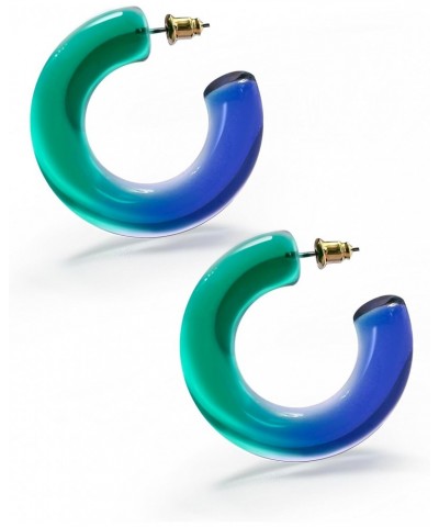 Fashion Candy Color Big Chunky Hoop Earrings for Women Girls, Green and Blue Gradient $11.33 Earrings