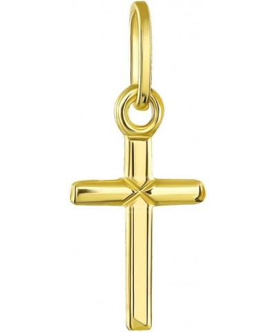 14K Yellow Gold Simple Small Cross Charm Pendant $17.60 Pendants