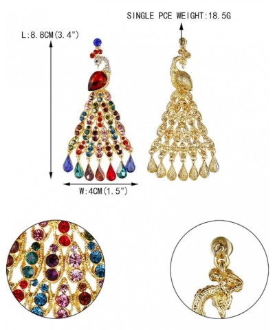 Austrian Crystal Graceful Peacock Bird Chandelier Earrings Multicolor Gold-Tone $11.08 Earrings