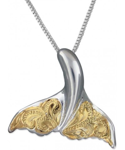 Sterling Silver Engraved Whale Tail Pendant Necklace, 16+2" Extender 2. Two Tone Silver & Yellow Gold Tone $19.50 Necklaces