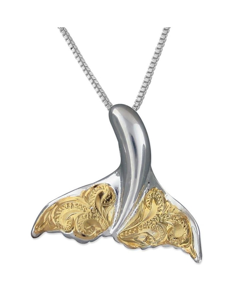 Sterling Silver Engraved Whale Tail Pendant Necklace, 16+2" Extender 2. Two Tone Silver & Yellow Gold Tone $19.50 Necklaces