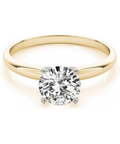 Solitaire Diamond Engagement Ring for Women with 1 CTW Round Cut Lab-Grown Diamond set in 14K Real Gold E-F, VS1-VS2 Diamond ...