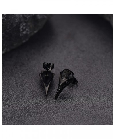 Raven Stud Earrings for Women Men, Stainless Steel Punk Gothic Norse Viking Crow Ear Studs with Delicate Gift Packaging 02. C...