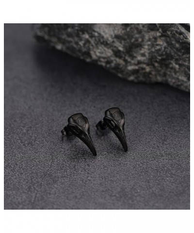 Raven Stud Earrings for Women Men, Stainless Steel Punk Gothic Norse Viking Crow Ear Studs with Delicate Gift Packaging 02. C...