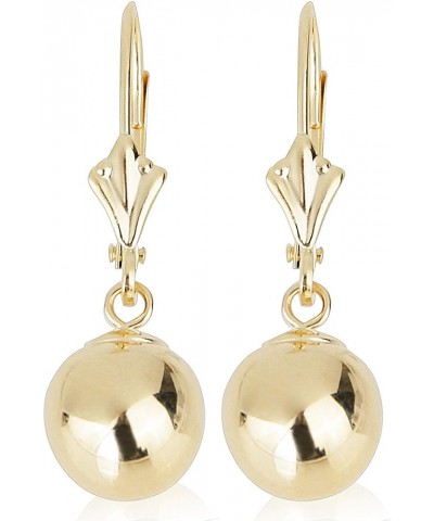 14k Yellow Gold Drop Earrings with Round Gold Ball (Lever back Ball Earrings, Balls Available in 5-8 mm) 5 mm $57.33 Earrings