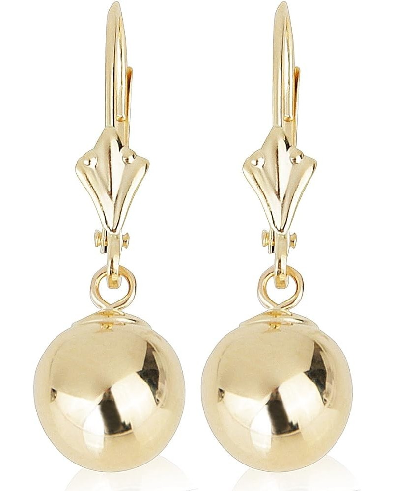 14k Yellow Gold Drop Earrings with Round Gold Ball (Lever back Ball Earrings, Balls Available in 5-8 mm) 5 mm $57.33 Earrings