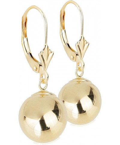 14k Yellow Gold Drop Earrings with Round Gold Ball (Lever back Ball Earrings, Balls Available in 5-8 mm) 5 mm $57.33 Earrings