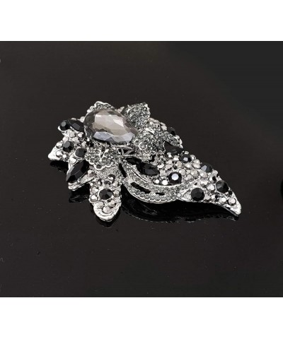 Women's Fashion Austrian Crystal Floral Pave Bouquet Statement Brooch Pin Hematite + Gun Metal Tone $11.99 Brooches & Pins