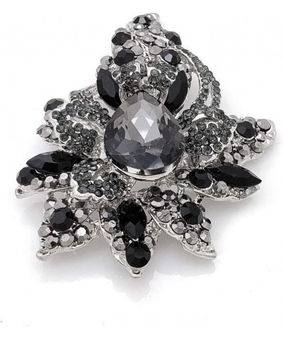 Women's Fashion Austrian Crystal Floral Pave Bouquet Statement Brooch Pin Hematite + Gun Metal Tone $11.99 Brooches & Pins