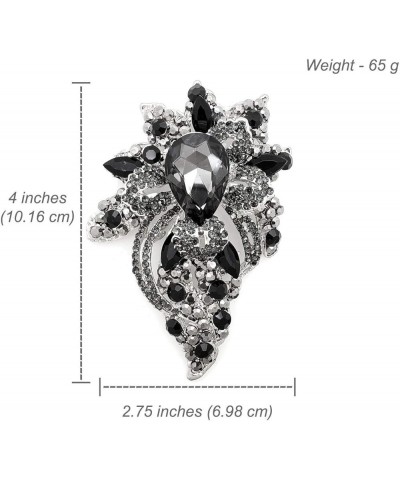 Women's Fashion Austrian Crystal Floral Pave Bouquet Statement Brooch Pin Hematite + Gun Metal Tone $11.99 Brooches & Pins