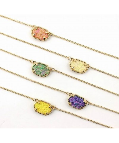 14K Yellow Gold Oval Druzy Necklace Pendant Druzy Necklaces for Women Pendants Light Blue druzy jewelry necklace Druzy Neckla...