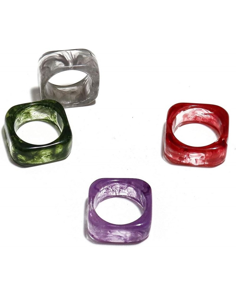 Transparent acrylic color resin ring female fashion personality Dyeing $7.20 Rings