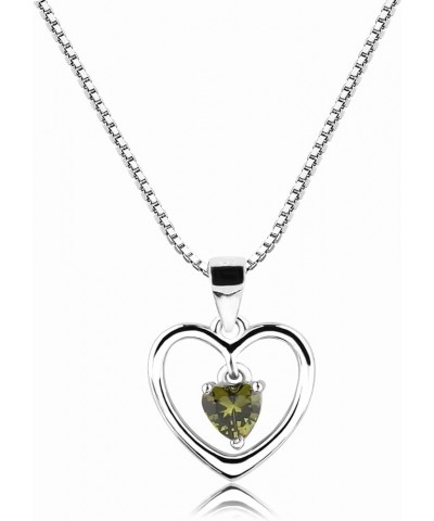 Girl's Sterling Silver Dancing Heart Simulated Birthstone Necklace 08-August 16-18 $19.03 Necklaces