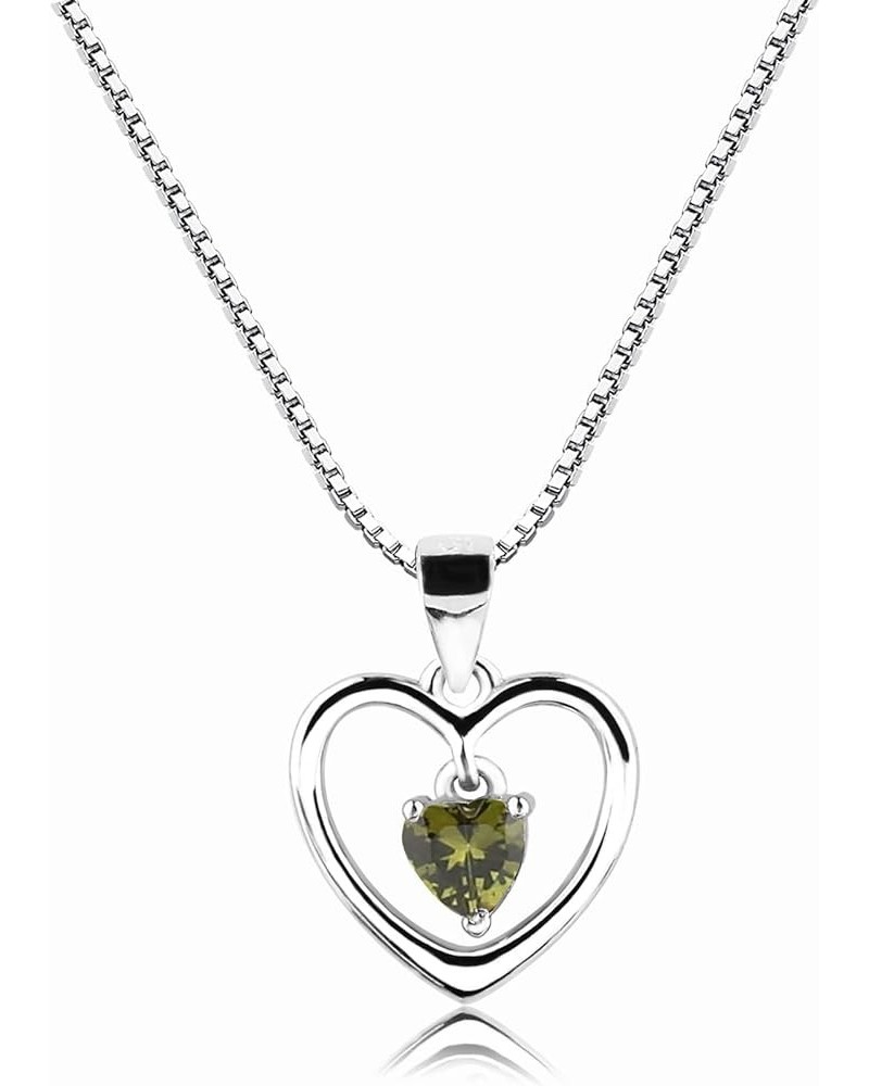 Girl's Sterling Silver Dancing Heart Simulated Birthstone Necklace 08-August 16-18 $19.03 Necklaces