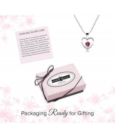 Girl's Sterling Silver Dancing Heart Simulated Birthstone Necklace 08-August 16-18 $19.03 Necklaces