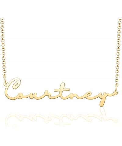 Name Necklace Personalized Gold Custom Name Plate Necklace Sterling Silver Courtney-Gold $19.37 Necklaces