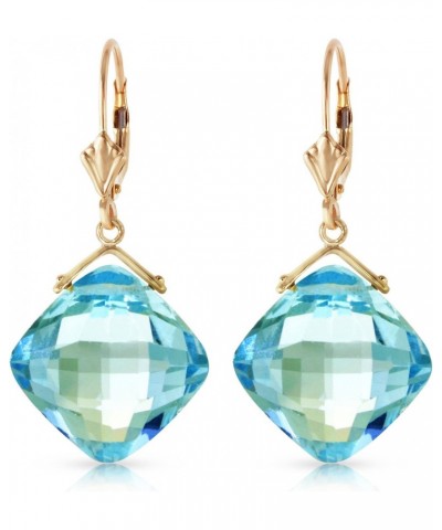 17.5 Carat 14k Solid Gold Leverback Earrings with Natural Cushion-shaped Blue Topaz $93.93 Earrings