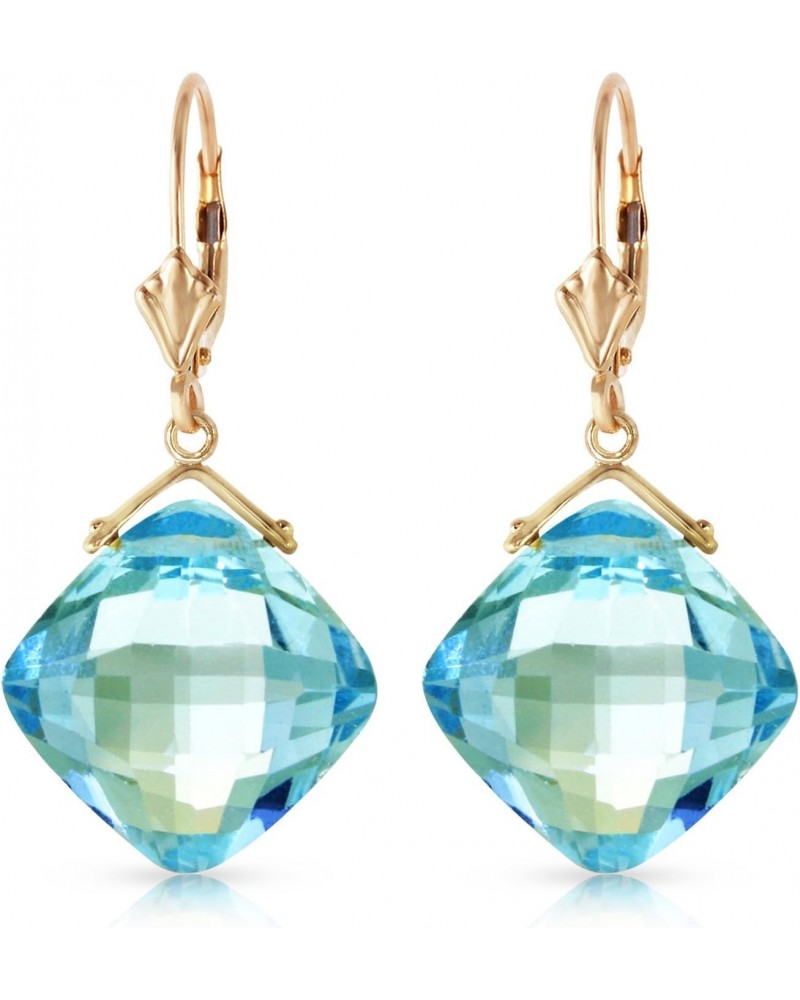 17.5 Carat 14k Solid Gold Leverback Earrings with Natural Cushion-shaped Blue Topaz $93.93 Earrings