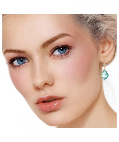 17.5 Carat 14k Solid Gold Leverback Earrings with Natural Cushion-shaped Blue Topaz $93.93 Earrings