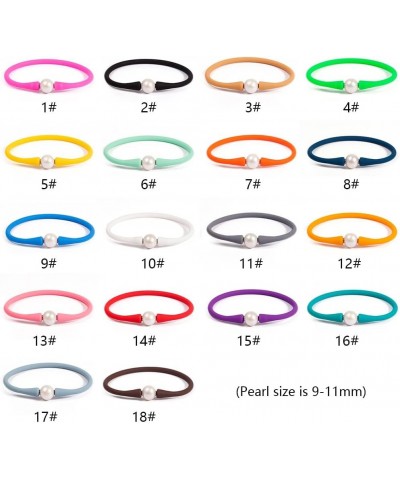 9-11mm Silicone Edison Freshwater Pearl Bracelets,Womens Charm Bangle Jewelry,Colored Dainty Personalized Stretch Mood Rubber...