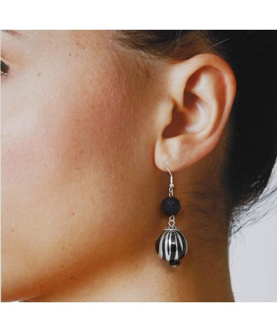 Call of the Wild", Double Dangle Animal Print Earrings with Lava Rock Black Tiger $10.81 Earrings