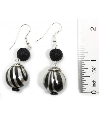 Call of the Wild", Double Dangle Animal Print Earrings with Lava Rock Black Tiger $10.81 Earrings