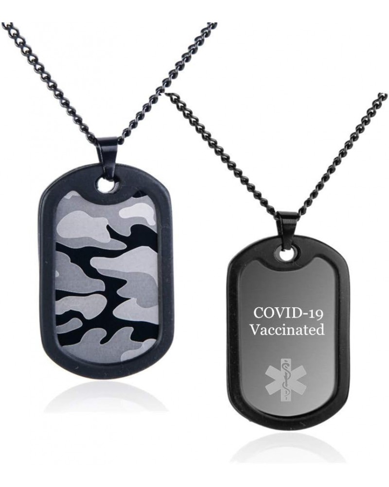 Custom Medical Military ID Tag Necklace for Men Women,Stainless Steel Camo Medical Identification Necklace Sos Emergency Info...